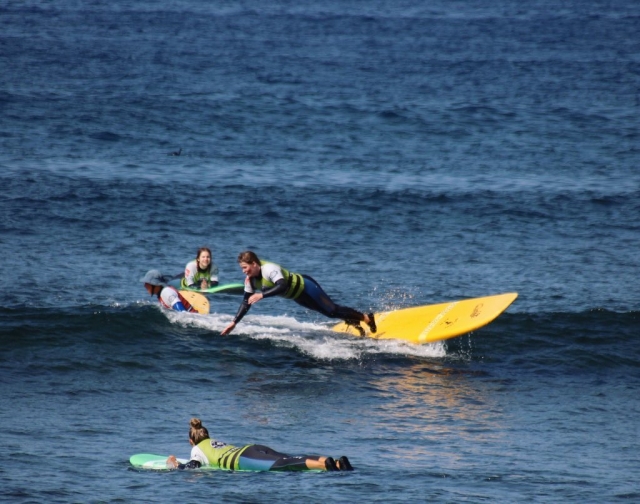  In Playa de las Américas practicing surfing