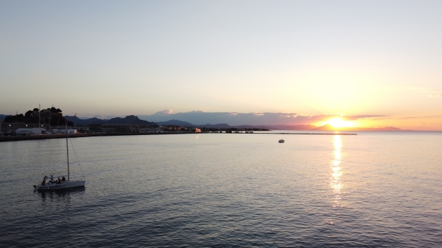  Coucher de soleil depuis le voilier 