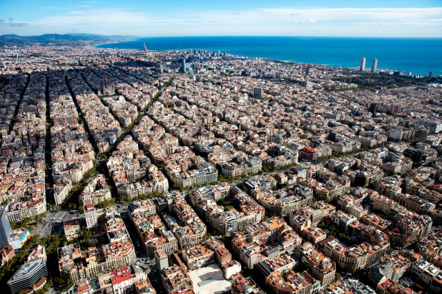  Panoramic of the city of Barcelona from the helicopter 