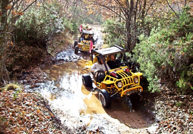  Yellow buggies through the mud 