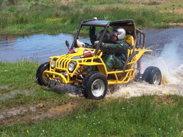  Yellow buggy coming out of the water 