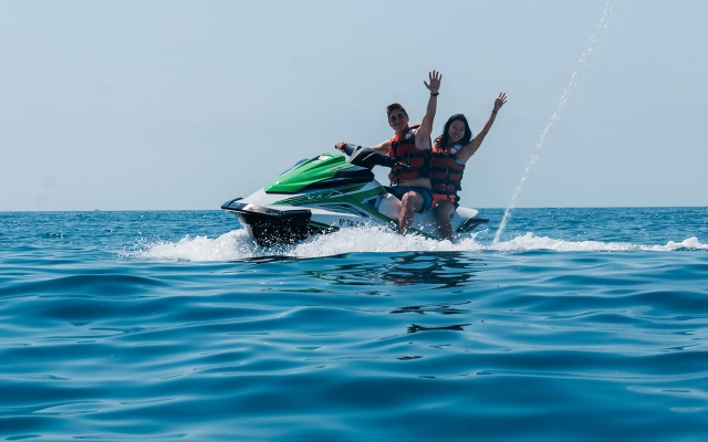  Waving from the jet ski 