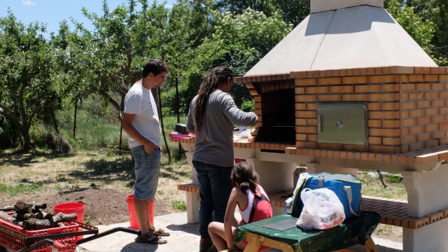 Disfrutando de la asado