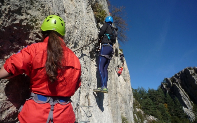  Overcoming the vertical walls on the ferrata 