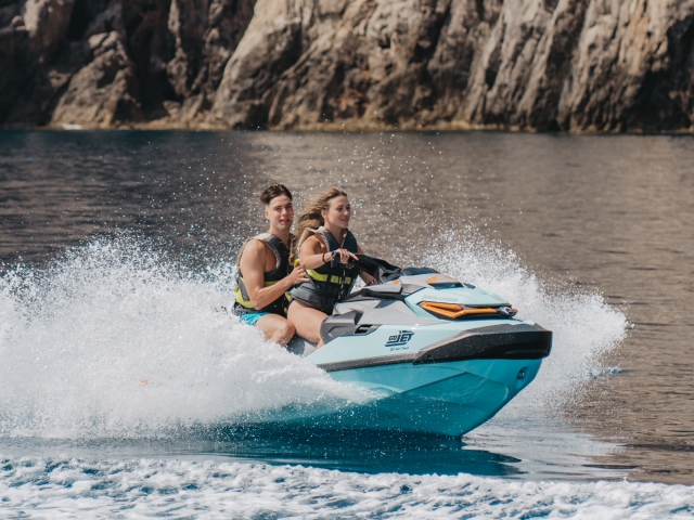  At full speed on a jetski 