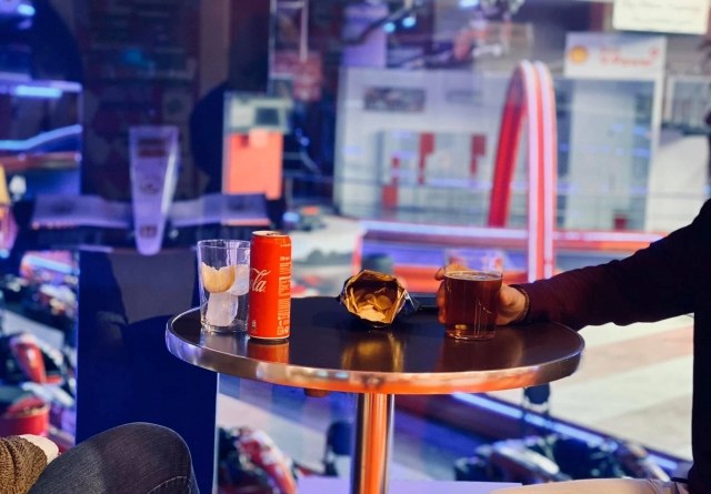  Having a drink 