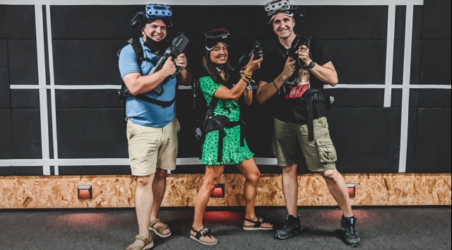  Este grupo de três teve um great time pipe 