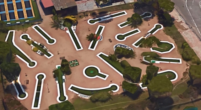  Il s'agit de l'impressionnant circuit de minigolf vu d'en haut 