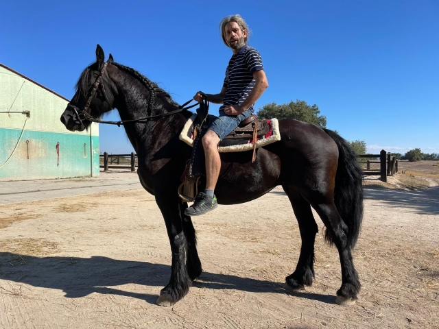  Riding a horse 