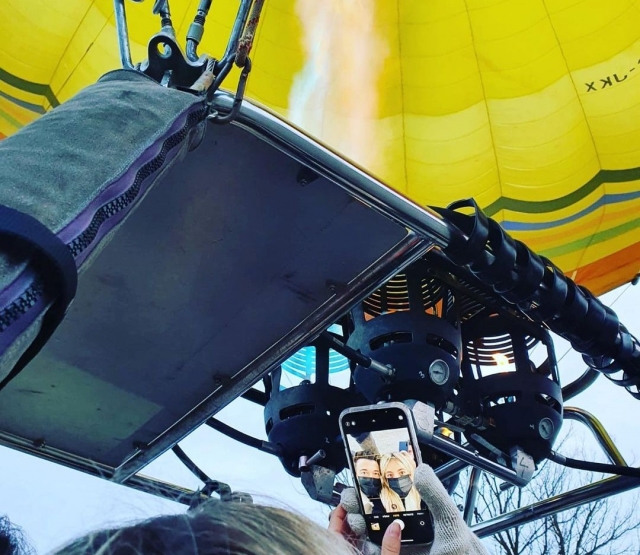Warming up the balloon to fly high over Pamplona 