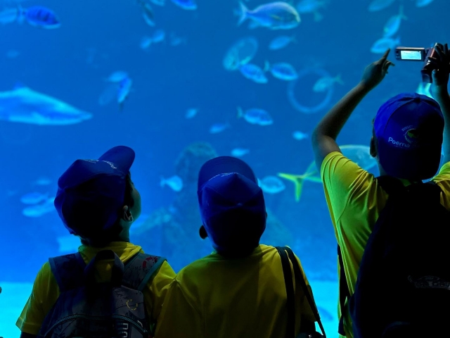  Enfants visitant l'aquarium 