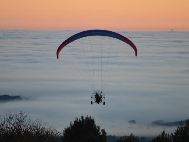  Paramotor flight over the clouds 