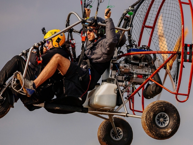  Flying on a paramotor 