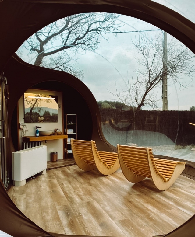 Vista interior del mirador de la burbuja