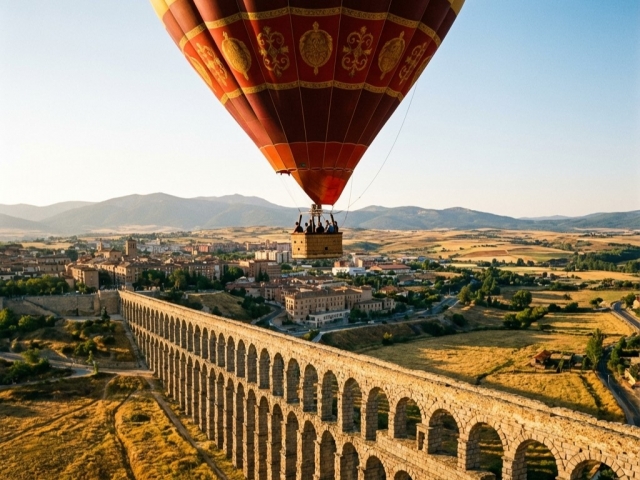 Balade en montgolfière + toasts + photos Aqueduc de Ségovie 3h