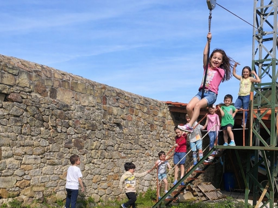  Enjoying the zip line at the camp