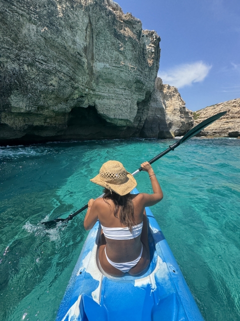 Percorso in kayak all'Arco Naturale di Es Pontàs + snorkeling 3h