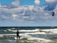  Practicing kitesurfing on Les Botigues beach 