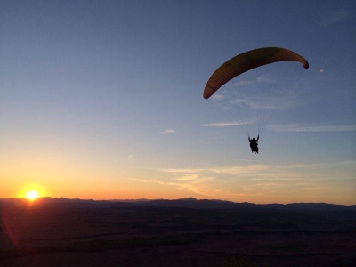 High mountain paragliding flight in Madrid