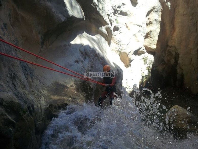 Rappel through the gorge