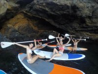  With the SuP boards next to the caves 