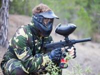  Crouching paintball player 