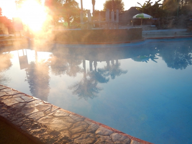 En una de las increíbles piscinas del parque
