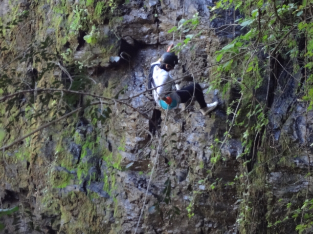 Rappel en roca natural
