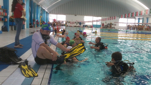 Con el equipo de buceo