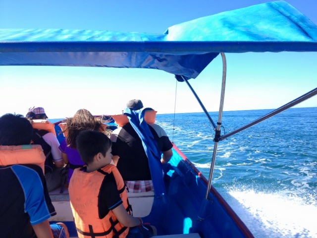 En el barco haciendo el viaje