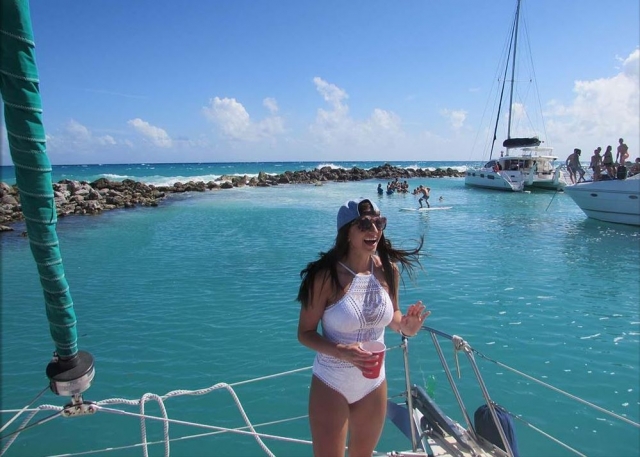 Paseando en barco en Playa del Carmen