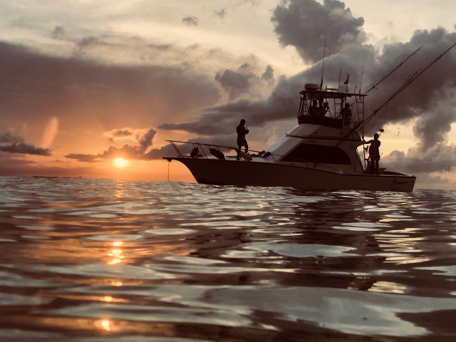 Disfrutando del atardecer en el oceano