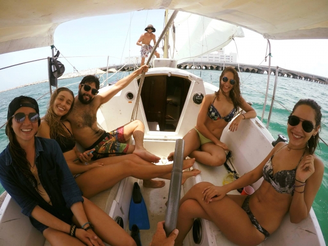 Pasajeros del barco en Yucatan