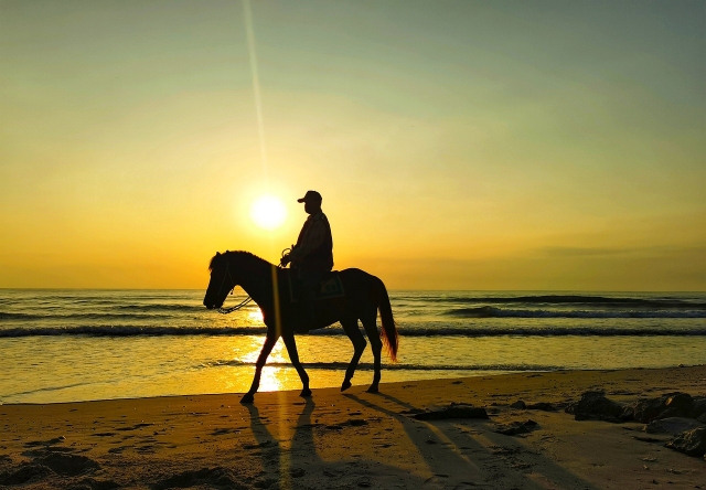 Montando al atardecer