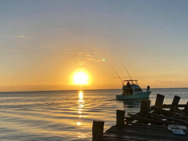 Paisaje en la puesta del sol