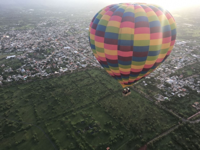 Durante el paseo en globo por Teotihuacan