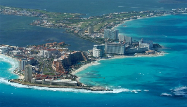 Vista Panoramica de la Zona hotelera de Cancún