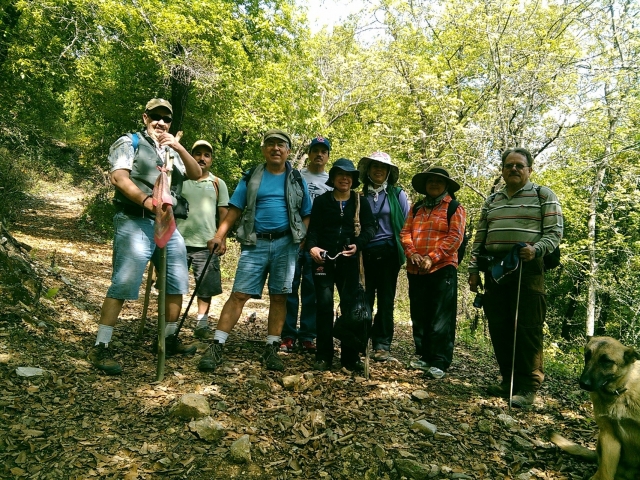Grupo en la ruta de las cascadas