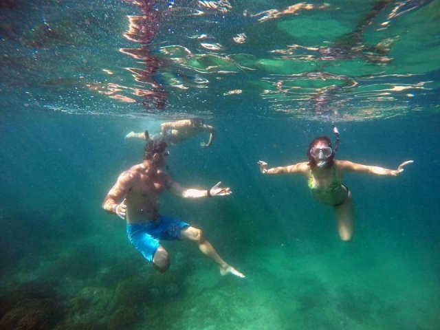 Nadando en la isla 