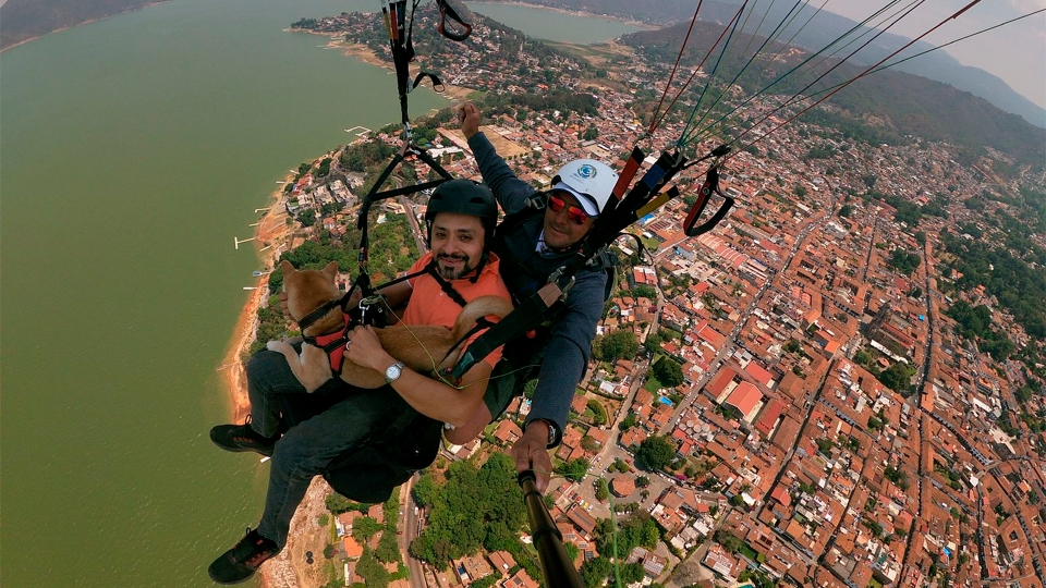 Vuelo en parapente con perro Vuelo en parapente con perro