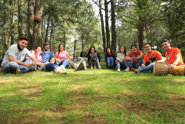 Sentados en el césped