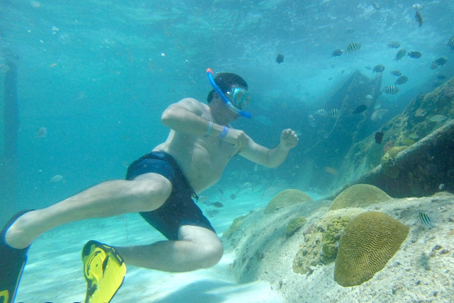 Bajo el agua entre peceres