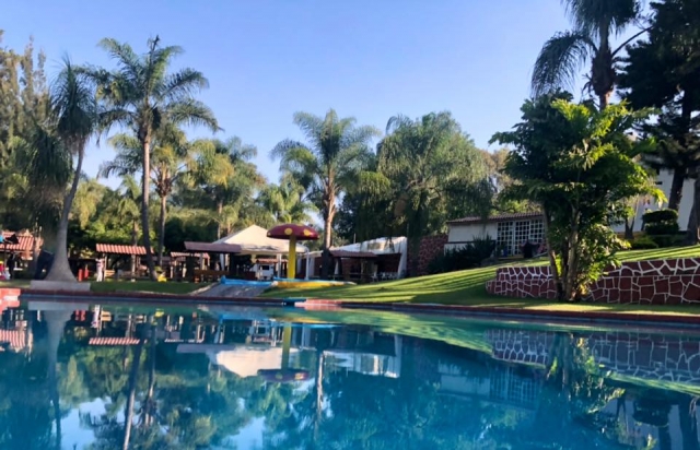 Piscina y áreas verderes