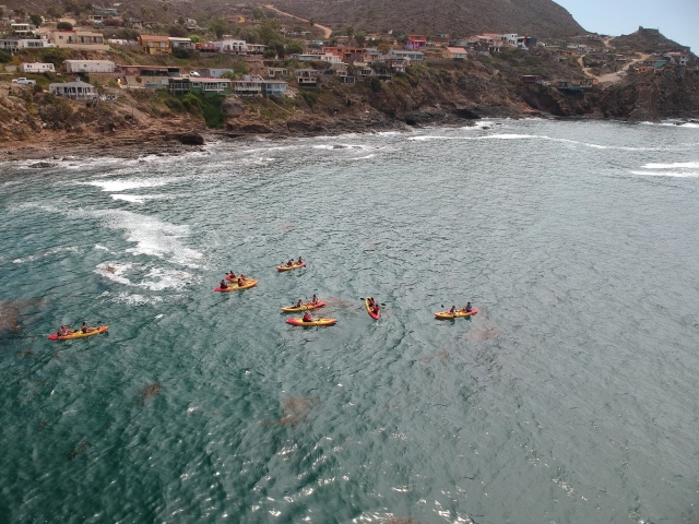 Kayaks remando a la Bufadora