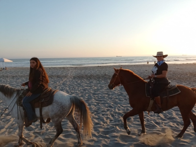 Ruta a caballo al atardecer