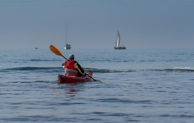 Practicando kayaking