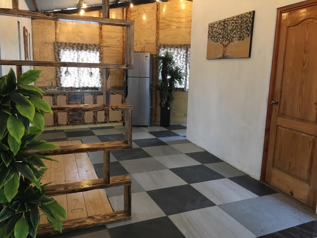 Interior de la cabaña