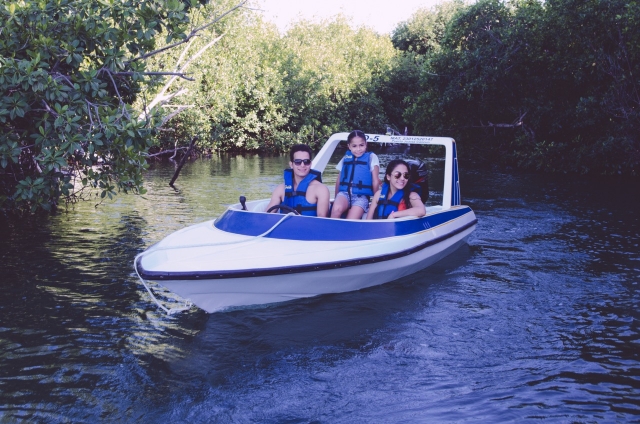 Lancha rápida por los manglaternera