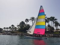  Departing by catamaran from the shore 