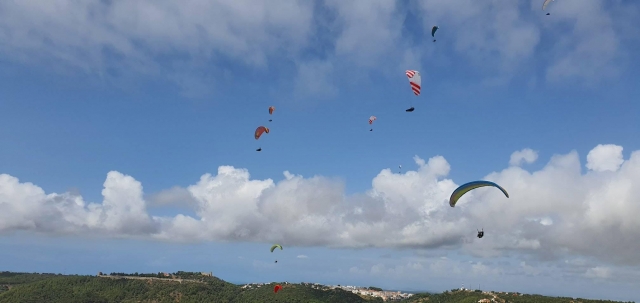  Paragliders flying 